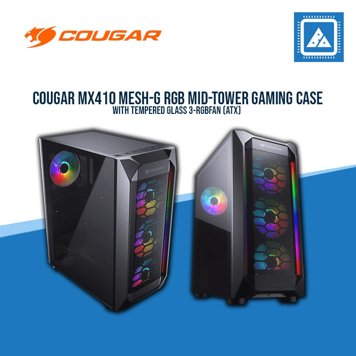 COUGAR MX410 MID TOWER CASE MESH WITH TEMPERED GLASS WITH RGB INFRONT COUGAR MX410 MID TOWER CASE MESH WITH TEMPERED GLASS WITH RGB INFRONT